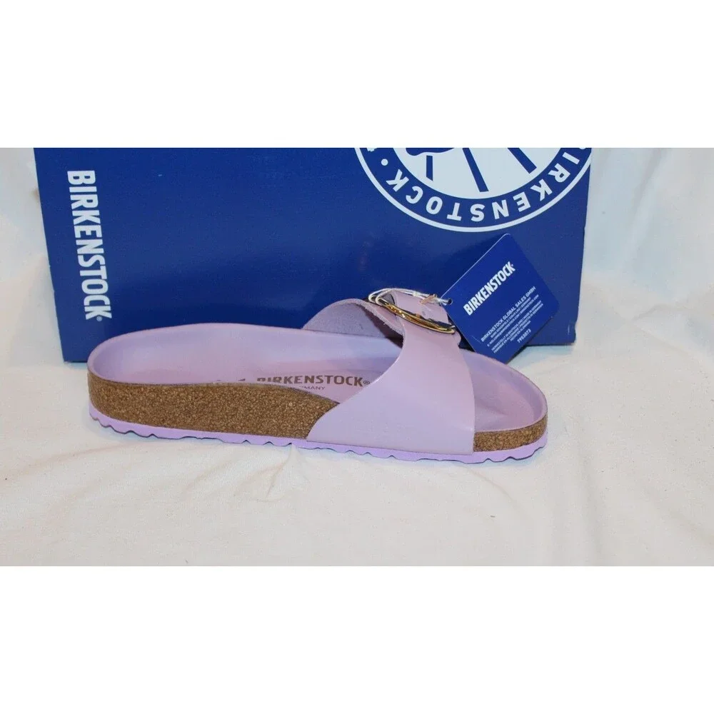 Birkenstock Women Madrid Big Buckle Leather High Shine Sandals Crocus EU 38 NAR